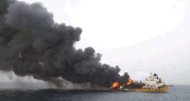 Fire aboard the chemical tanker Stolt Valor. Source: Rights reserved..