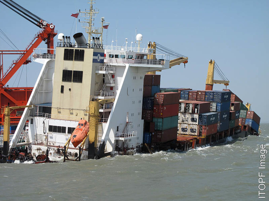 The grounded Bareli container ship